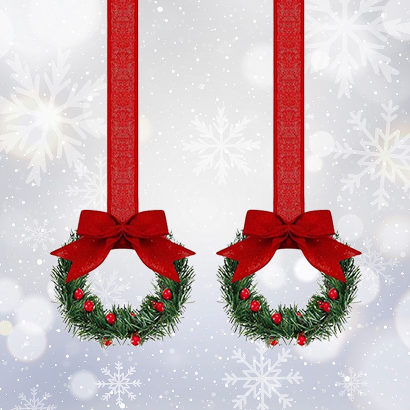 🎄Mini Christmas Wreaths with Ribbon Bows for Holiday Home Decor🎀