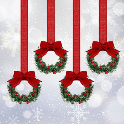 🎄Mini Christmas Wreaths with Ribbon Bows for Holiday Home Decor🎀
