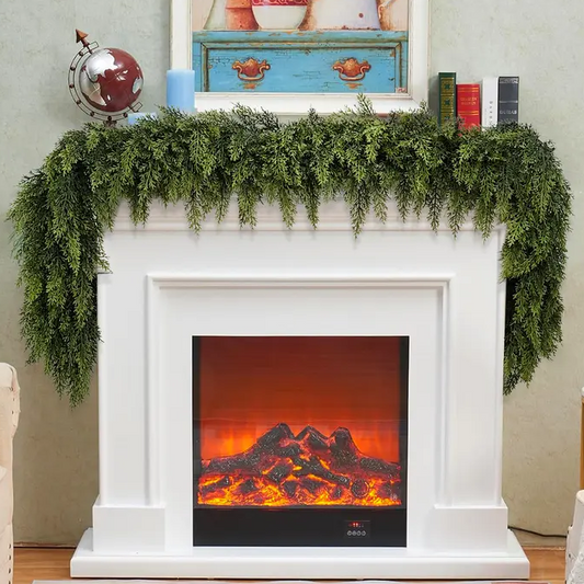 🎅🎄 Artificial Cedar Garland🇺🇸Green Pine Garland for Table, Mantel, Wall – Perfect for Indoor & Outdoor Christmas Decorations