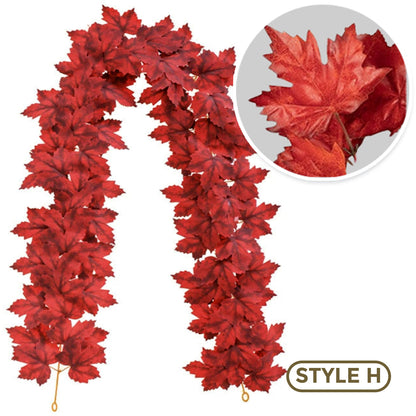 🍁 Artificial Thanksgiving Maple Garland 🧡🇺🇸 Perfect Indoor & Outdoor Thanksgiving Decorations 🍁 Maple Garland for Table, Mantel, Wall