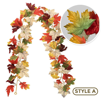🍁 Artificial Thanksgiving Maple Garland 🧡🇺🇸 Perfect Indoor & Outdoor Thanksgiving Decorations 🍁 Maple Garland for Table, Mantel, Wall