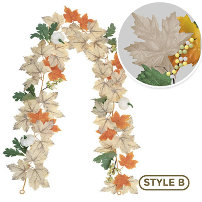 🍁 Artificial Thanksgiving Maple Garland 🧡🇺🇸 Perfect Indoor & Outdoor Thanksgiving Decorations 🍁 Maple Garland for Table, Mantel, Wall
