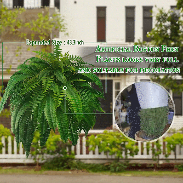Last Day 75% OFF🔥 Artificial Boston Fern 🌳 UV Resistant, Lifelike Greenery 🌴